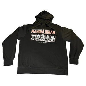 Disney STAR WARS Mandalorian Black Pullover Hoodie Size M Medium Yoda Boba‎ Fett